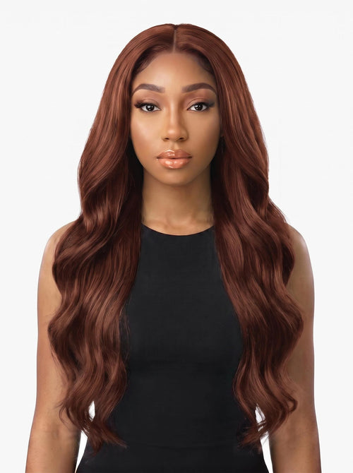 Auburn Brown Body Wave Lace Front Wig – Long Reddish Brown Human Hair Wig with Middle Part