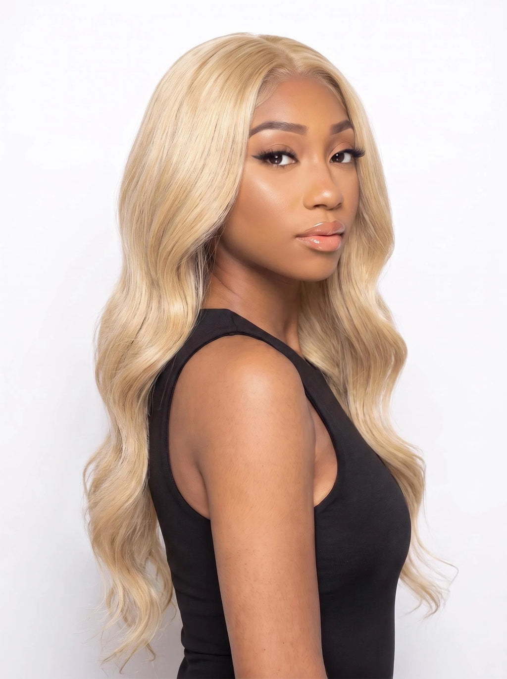 Blonde Body Wave Lace Front Wig – Long Platinum Blonde Human Hair Wig with Middle Part