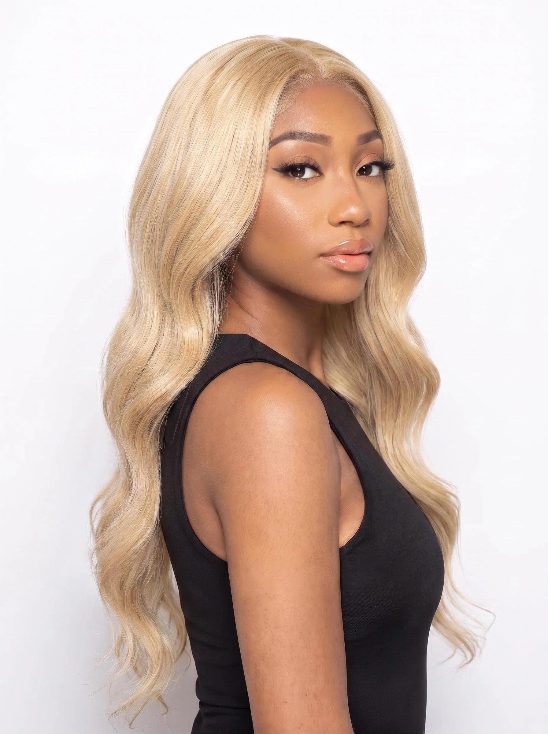 Blonde Body Wave Lace Front Wig – Long Platinum Blonde Human Hair Wig with Middle Part