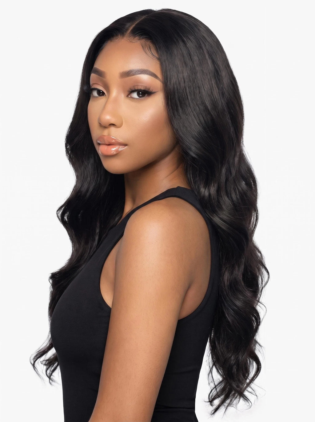 Natural Black Long Body Wave Lace Front Wig – Premium Heat-Resistant Synthetic Hair