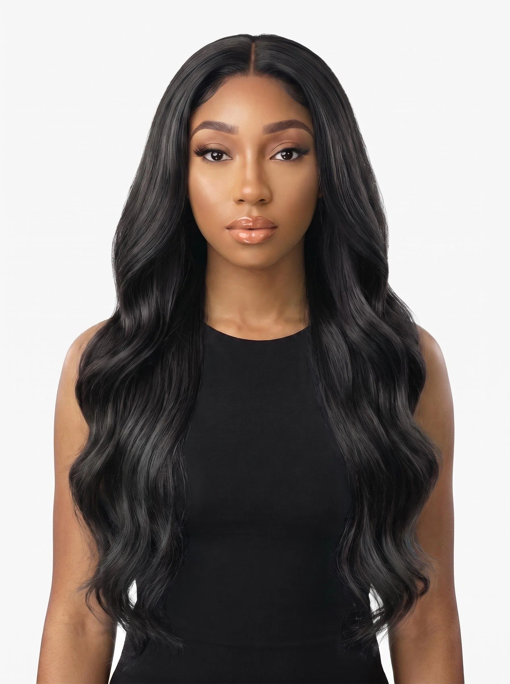 Natural Black Long Body Wave Lace Front Wig – Premium Heat-Resistant Synthetic Hair